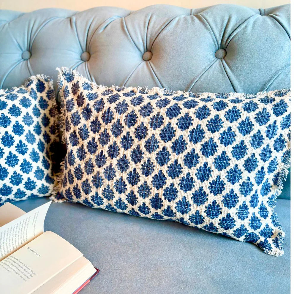 Indigo Mirage Long Cushion Cover - 12 x 20 Inches