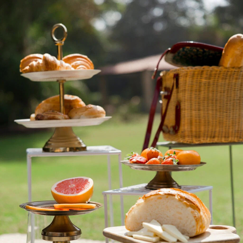 Dorris Antique Gold Platter Stand , 8.5 X 8.5 X 2.5 Inches