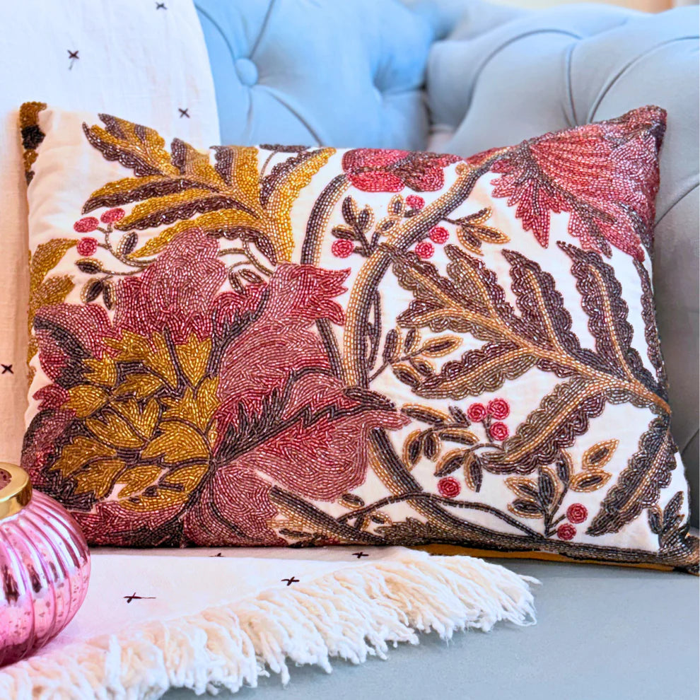 Embellished Reversible Velvet Cushion Cover - 14 x 20 Inches