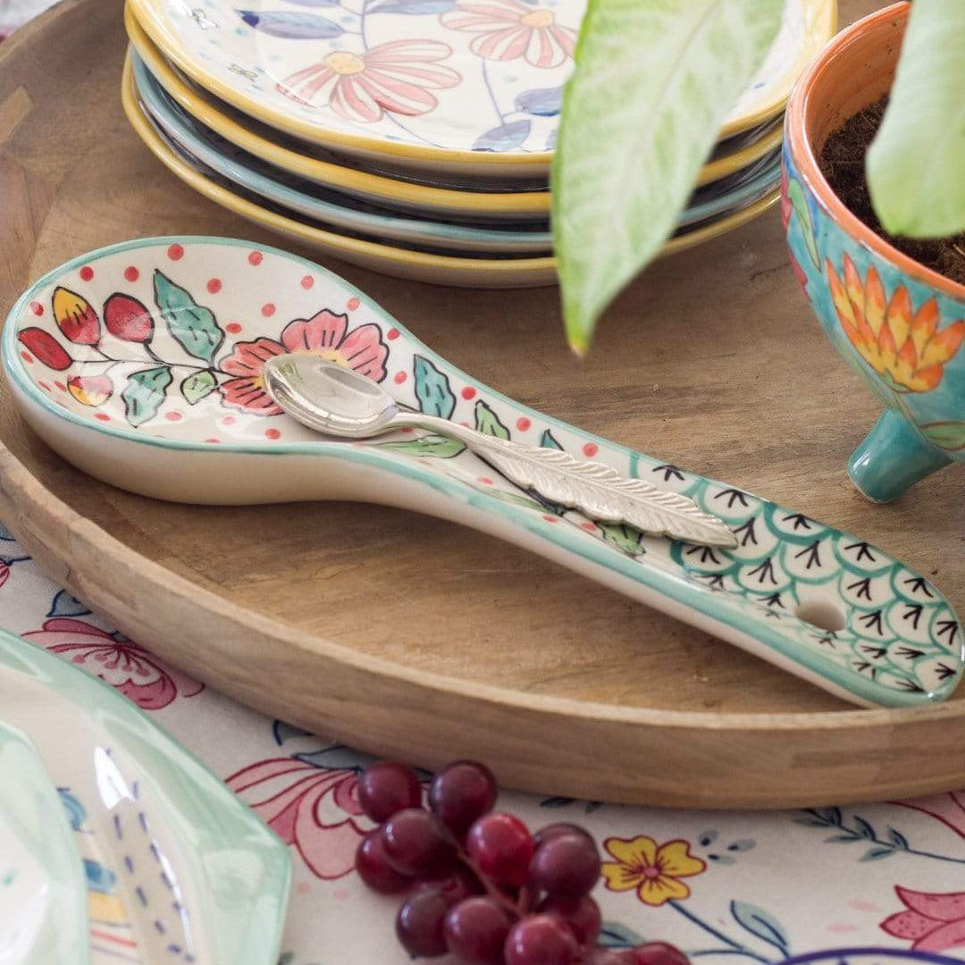 Poppy Petals Spoon Rest, Multi -9.5 Inches