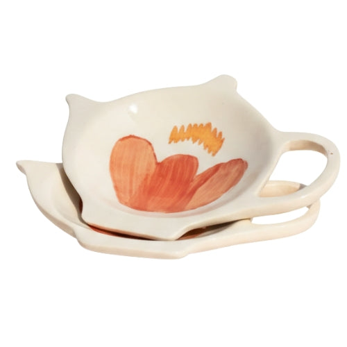 Gypsy Rose Orange Tea Set Thingy (Set Of 2) - 5x4x0.5 Inches