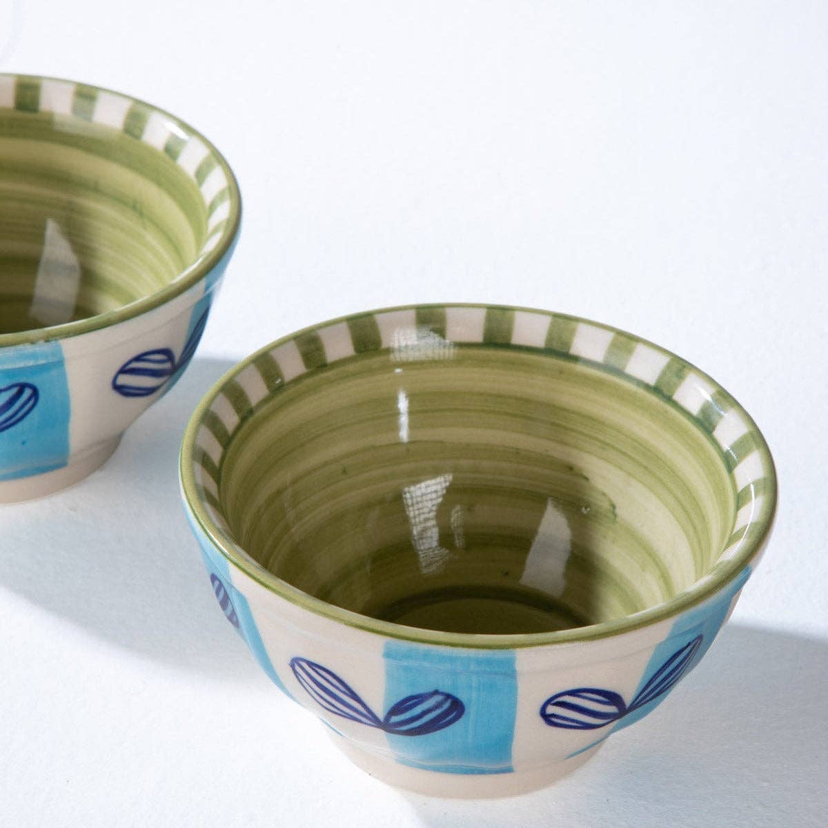 Blue Green Snack Bowl Set Of 2 | Ceramic | 5x5x2 In