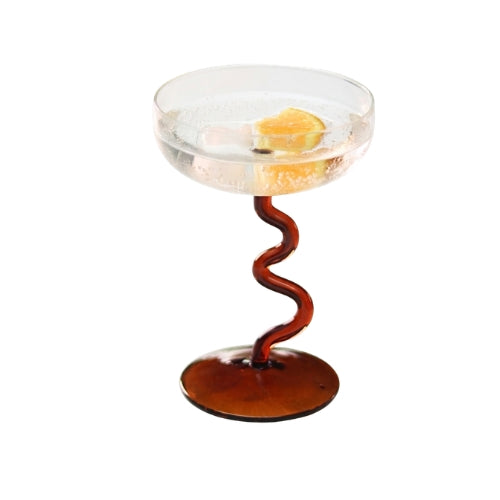 Cocktail Swirl Glass - Amber- 3.74 x 3.74 x 5.70 Inches (SET OF 4)