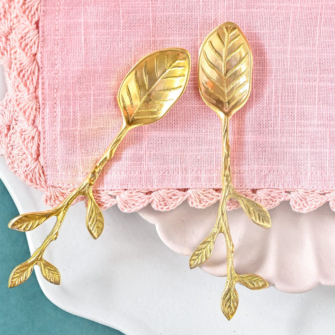 Not So Green Leaf Dessert Spoon- Set Of 6, 10.5 X 2.5 Inches