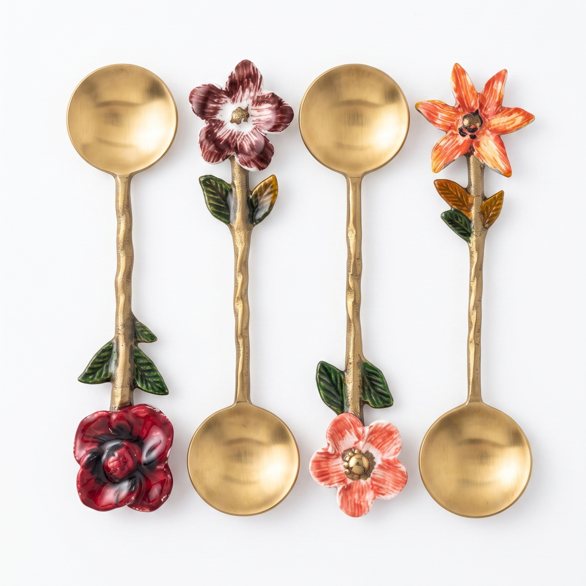 Floral Motif Teaspoon Set | Stainless Steel Spoons | 5 Inch - Casa Amarosa