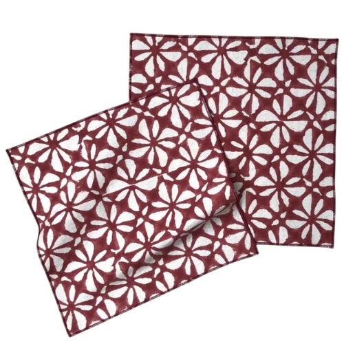 Slub Cotton Pocket Posies Kerchief 10x10 Inches (Set of 4)