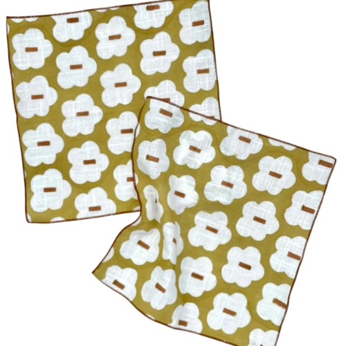Slub Cotton Petal Puff Kerchief 10x10 Inches (Set of 4)