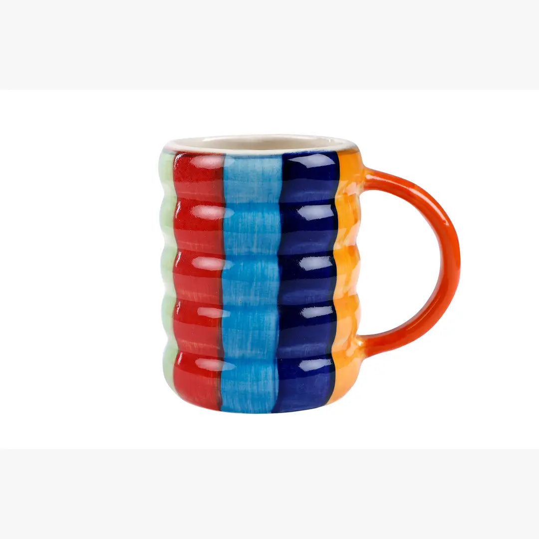 Ceramic Multistripe  Coffee cup, Multi - 2.5 x 4 Inches