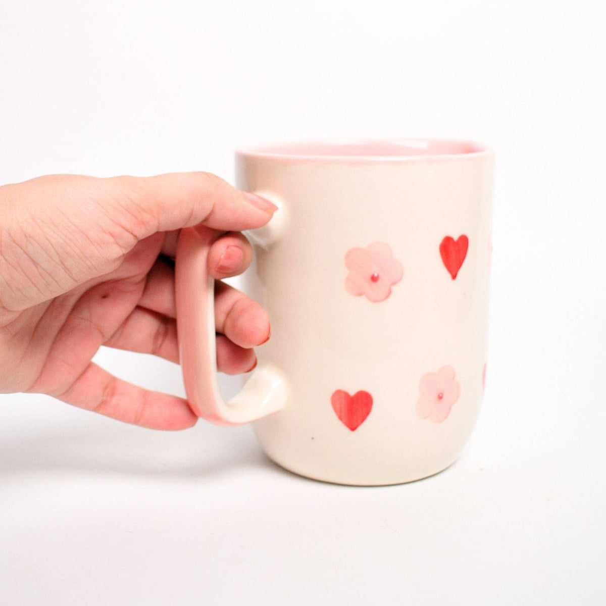 Pink Flower Heart Jug | Hand-Painted Ceramic | 500 ML