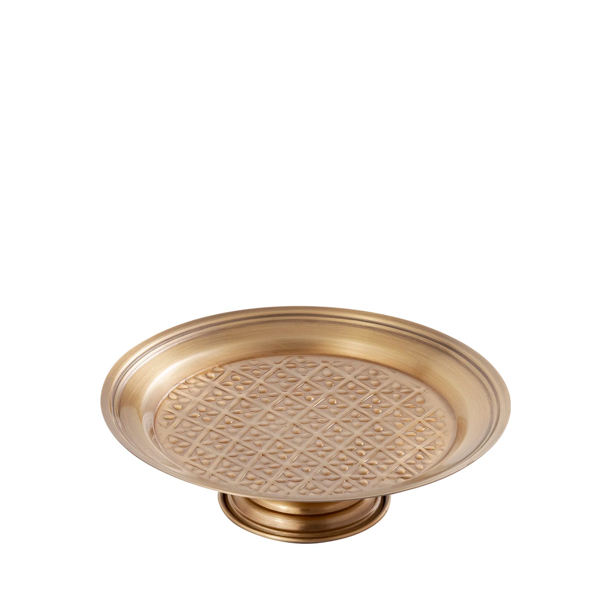 Dorris Antique Gold Platter Stand , 8.5 X 8.5 X 2.5 Inches