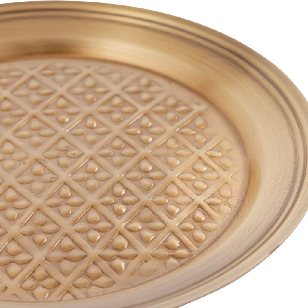 Dorris Antique Gold Platter Stand , 8.5 X 8.5 X 2.5 Inches