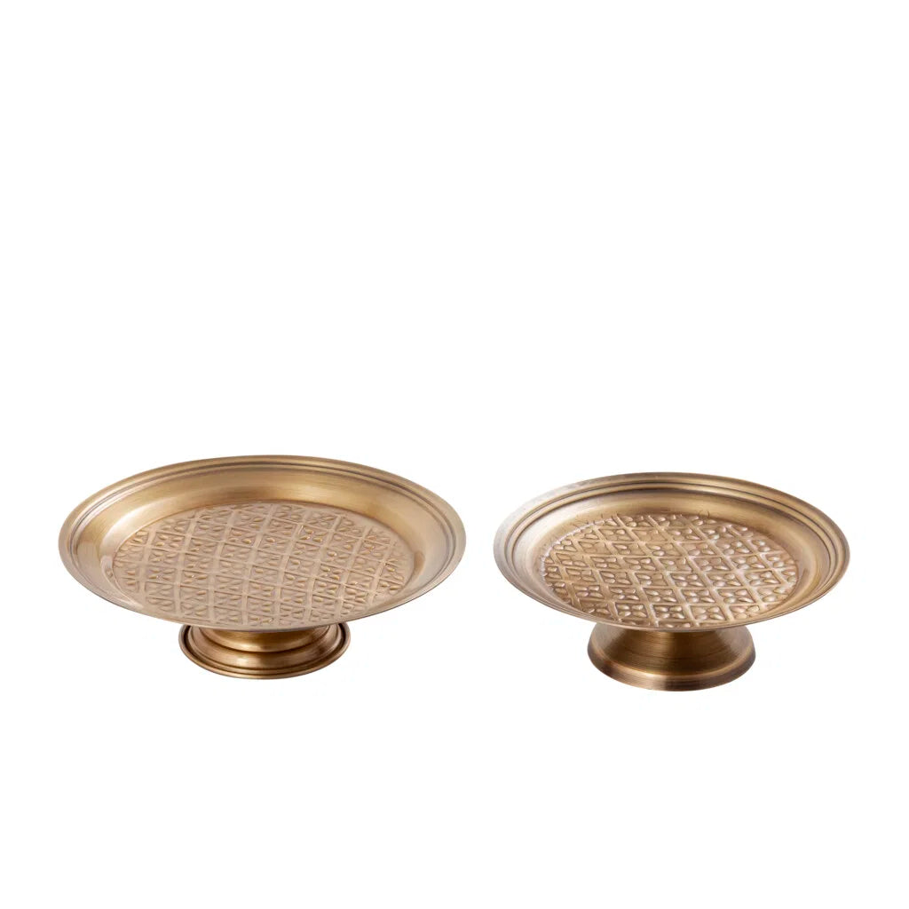 Dorris Antique Gold Platter Stand , 8.5 X 8.5 X 2.5 Inches