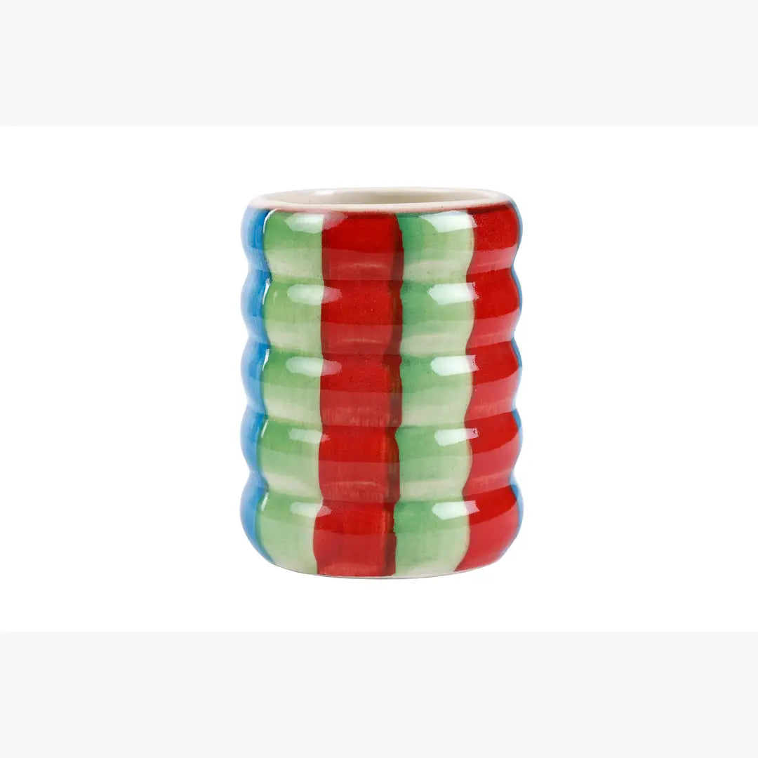 Ceramic Multistripe Coffee cup, Multi - 2.5 x 4 Inches