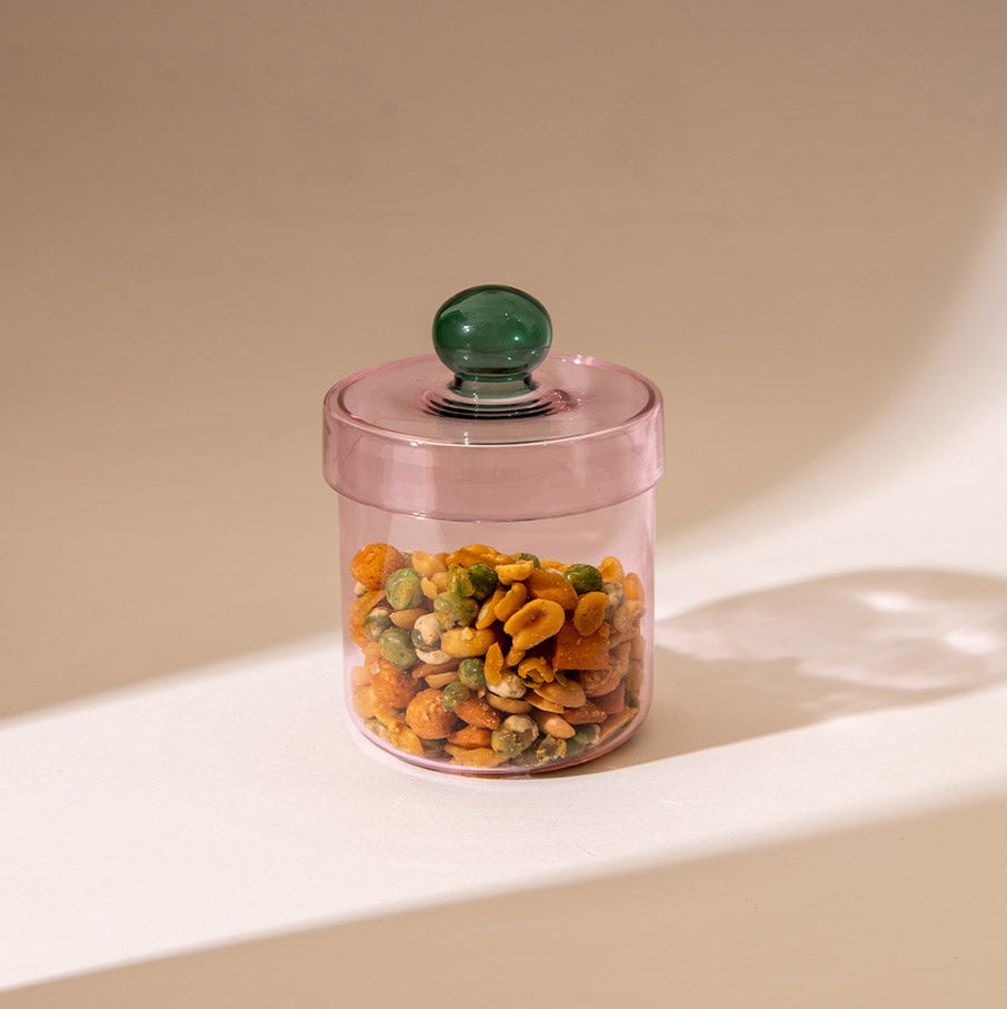 Aurora Glass Jar - Pink , 5.3x 4 Inches (Set of 2)