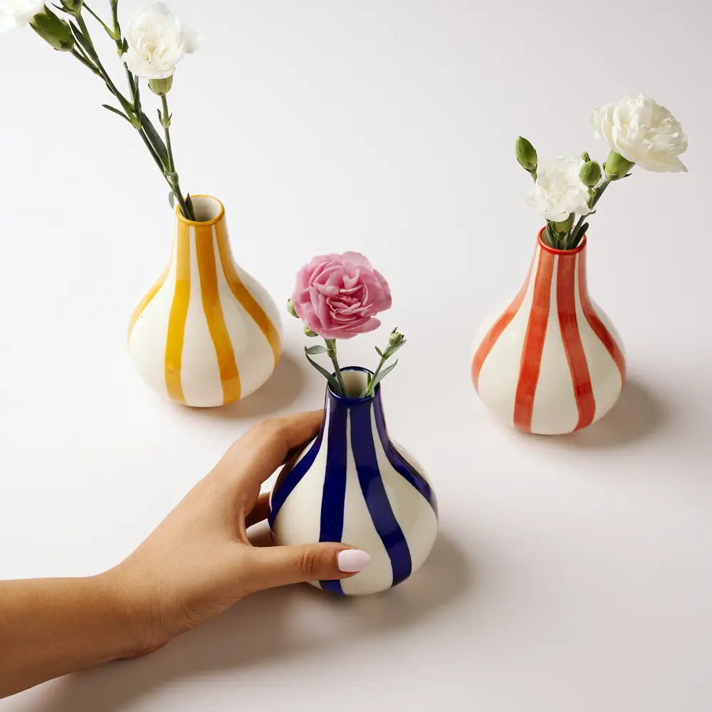Handcrafted Striped Bud Vase Gift Set – Set of 3
