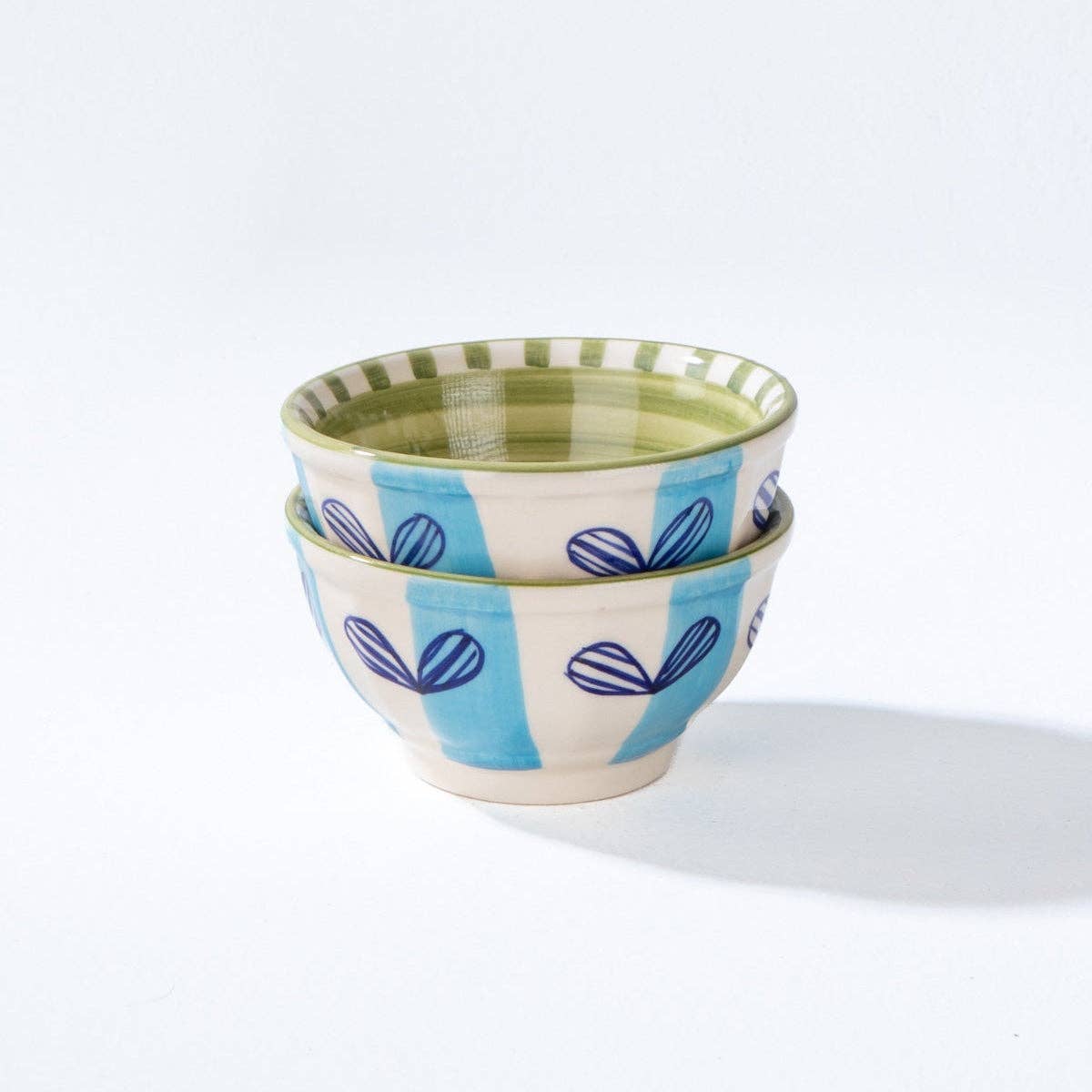 Blue Green Snack Bowl Set Of 2 | Ceramic | 5x5x2 In