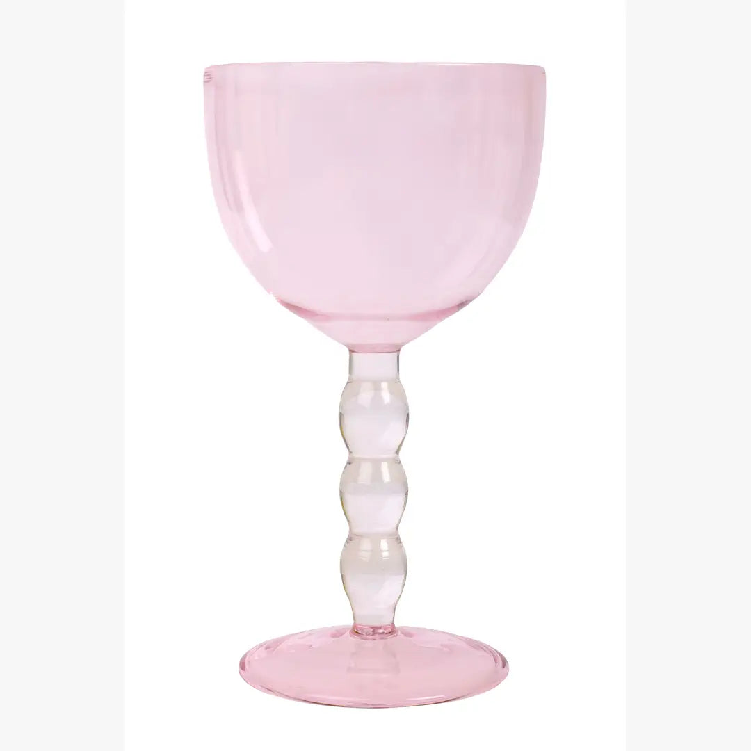 Pink Bubble Stem Cocktail Glass , 6.2 x 3.5 Inches (Set of 2)