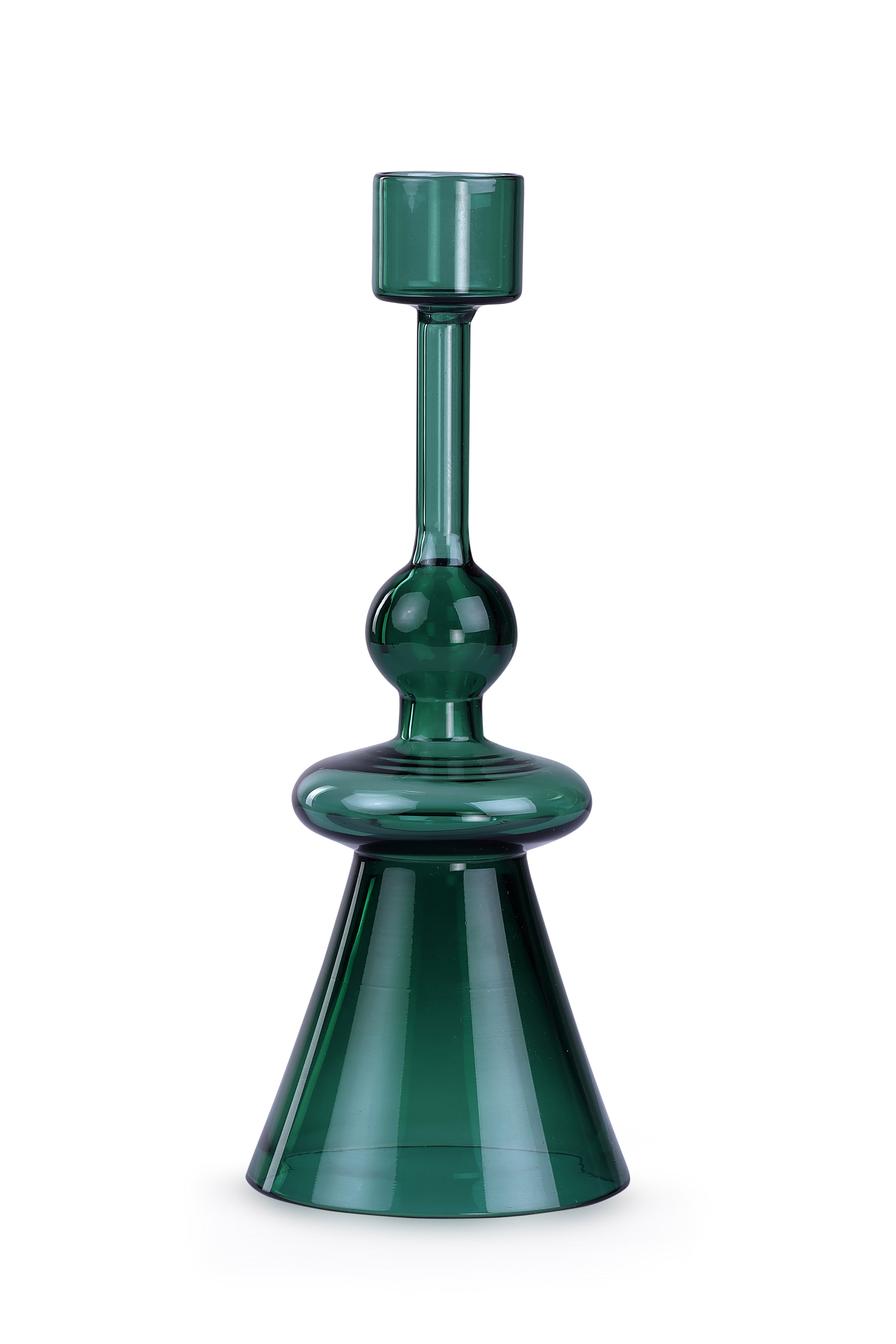 Glass Candle Holder- Teal, 7 x 2.3 Inches (Set of 4)
