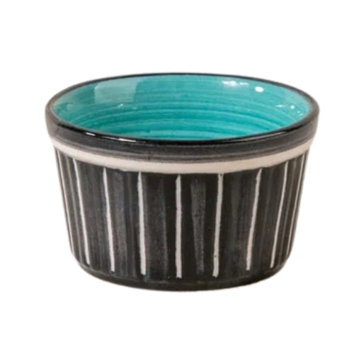 Color Pop Black And Mint Ceramic Ramekin (Set Of 2) 3.5x3.5x2 Inches