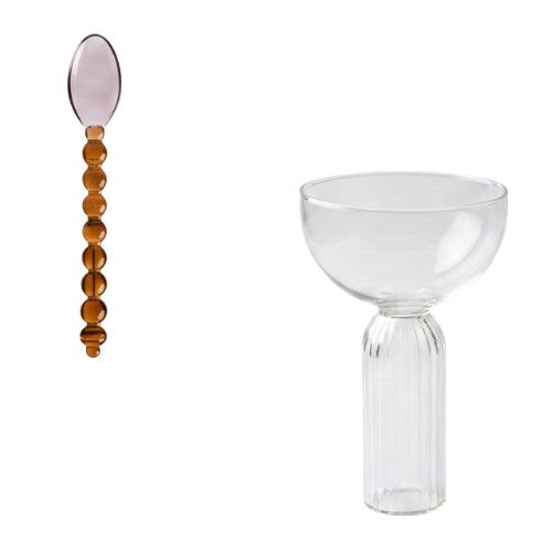 Luxe Cocktail Glass & Beaded Spoon Set