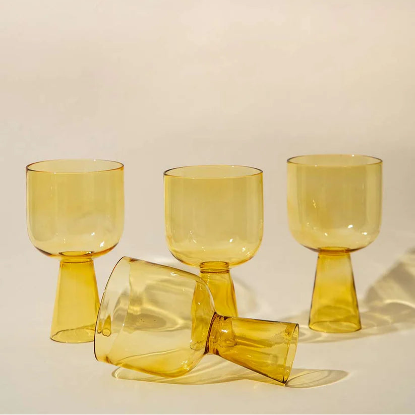 Aria Yellow Glass Dessert Bowls - 3 x 5.75 Inches, 9.45 oz (Set of 4)