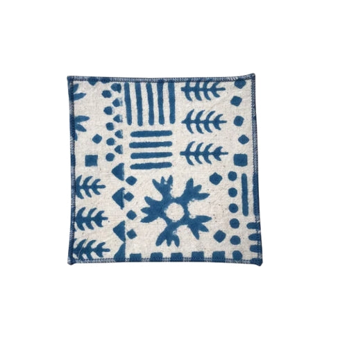 Hand Block Printed Toast Tissues Cocktail Napkin 5x5 Inches (Set of 4)