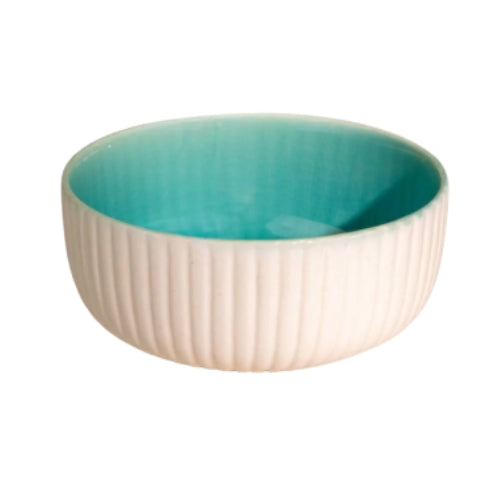 Midori Ceramic Round Bowl - White , 7X7X3.25 Inches