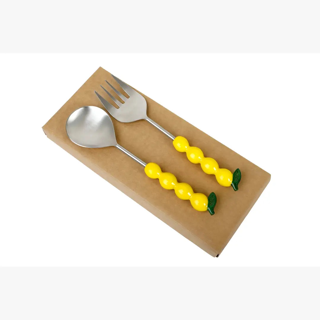Salad Server with Lemon Handle, (Set of 2 ) - 9.5x3 Inches