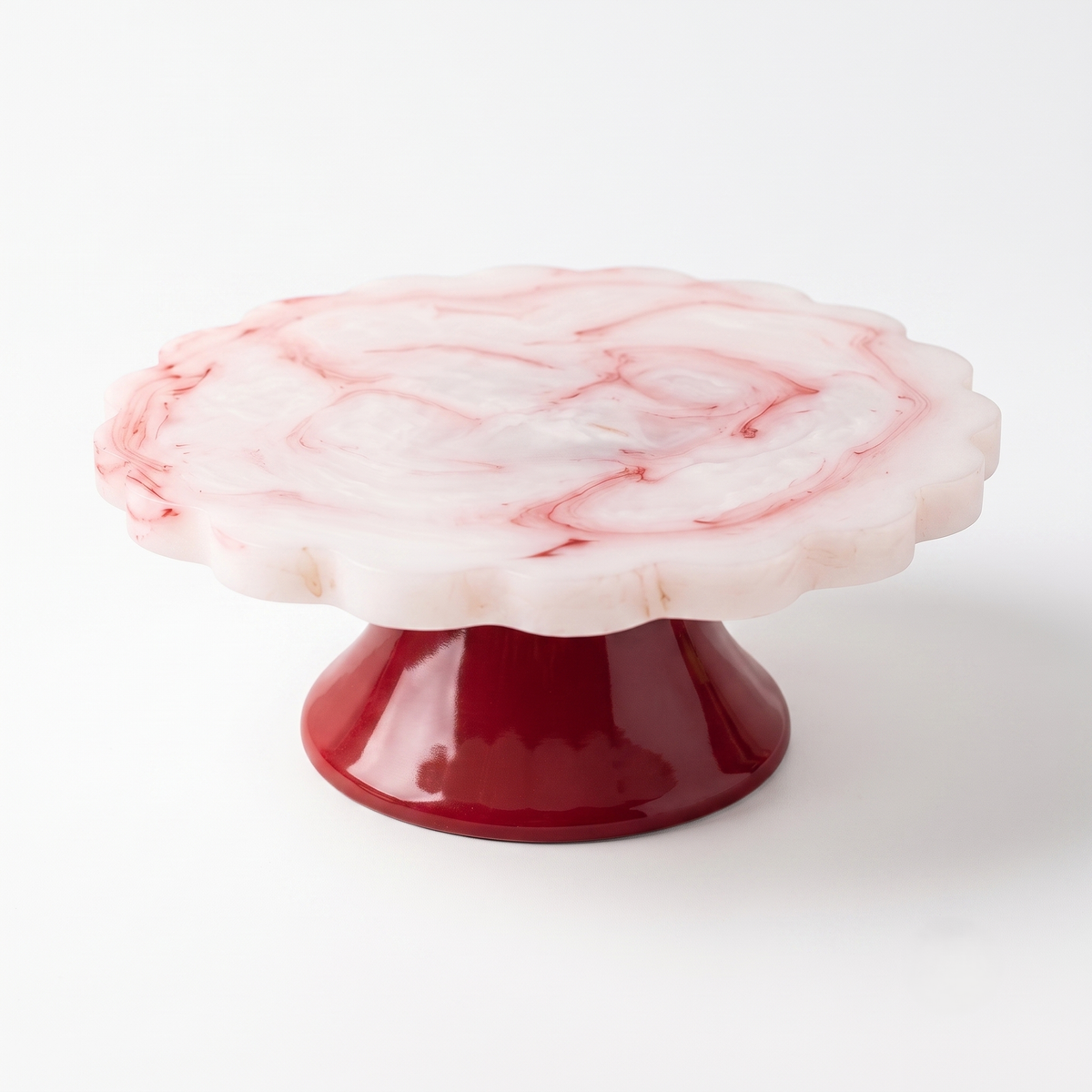 Pink Scalloped Pastry Stand | Hand-poured Resin | 7 Inch - Casa Amarosa