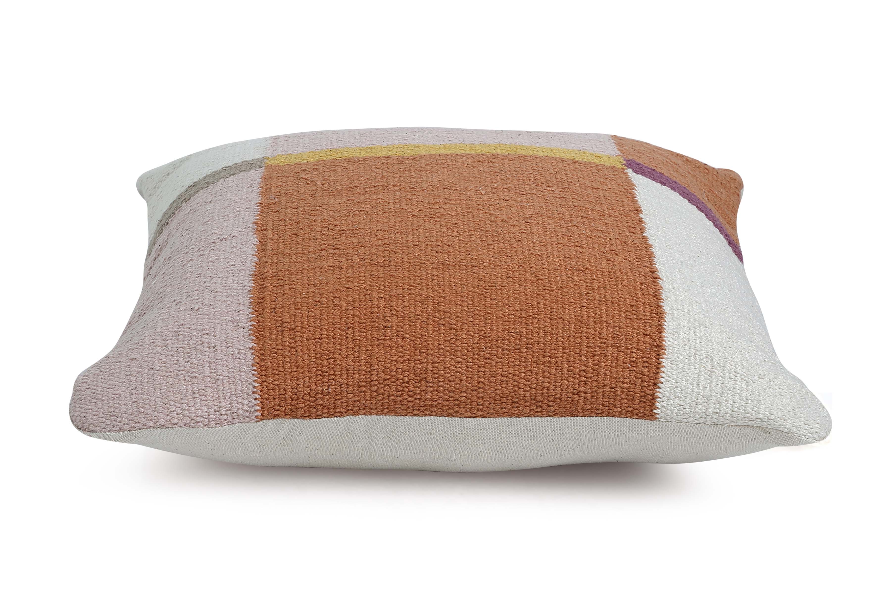 Geometric Accent Pillow, White & Brown - 18x18 Inch