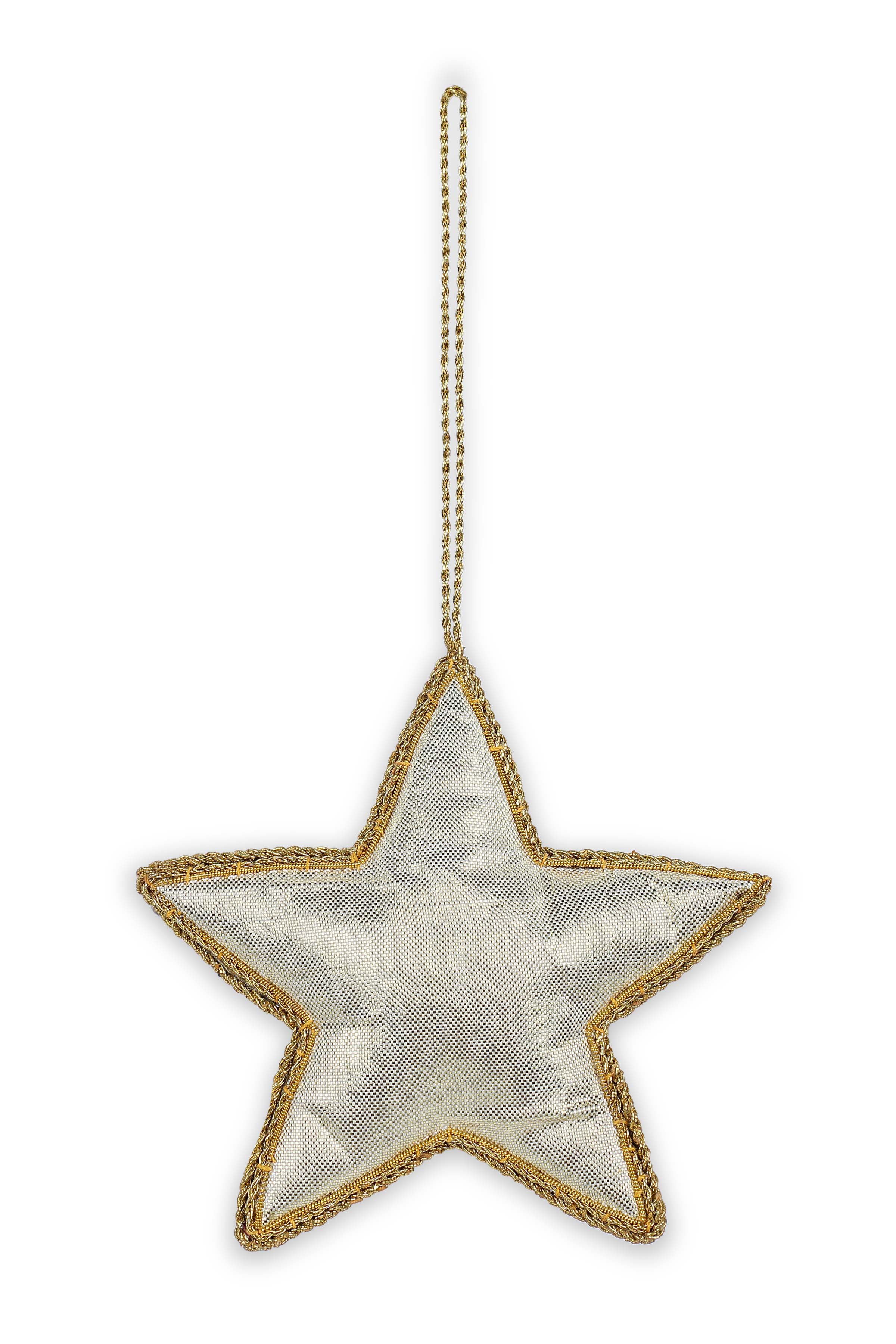 Star Beads Holiday Ornament, Ivory - 4 Inches (Set of 4)
