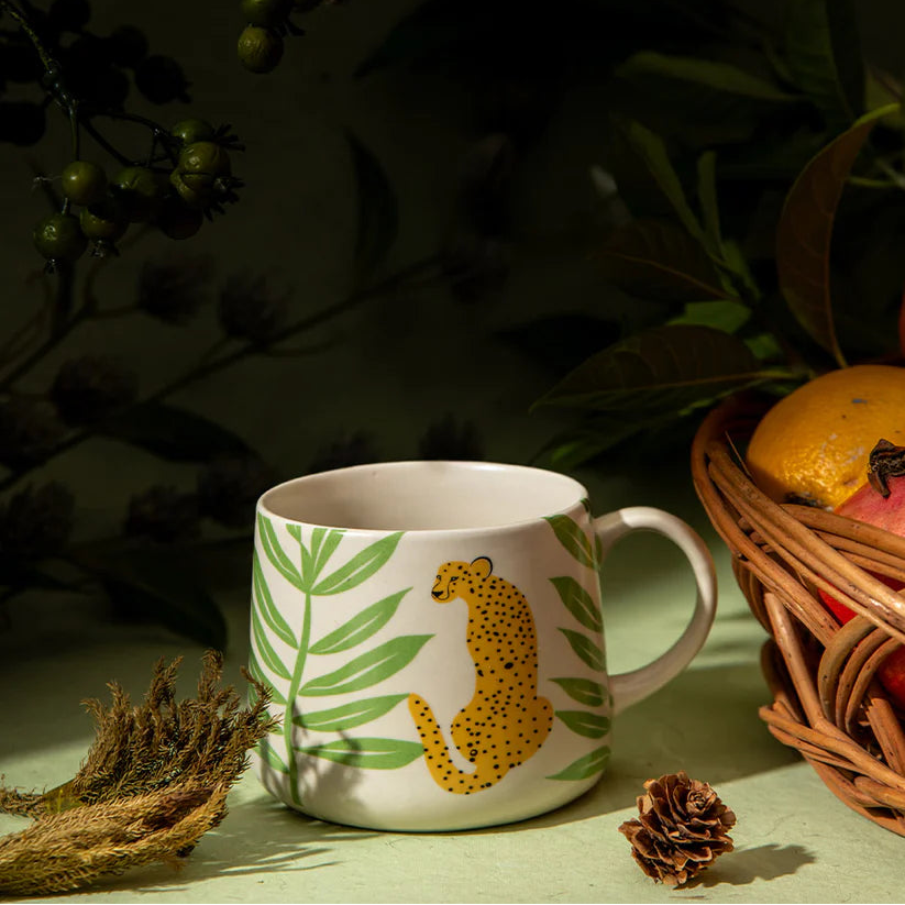 Ceramic Coffee Mug with Cheetah Print - 3.5 x 3 Inches