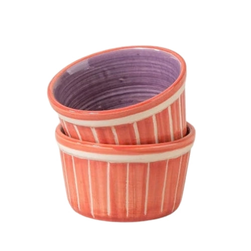 Color Pop Coral And Lavender Ceramic Ramekin (Set Of 2) 3.5x3.5x2 Inches