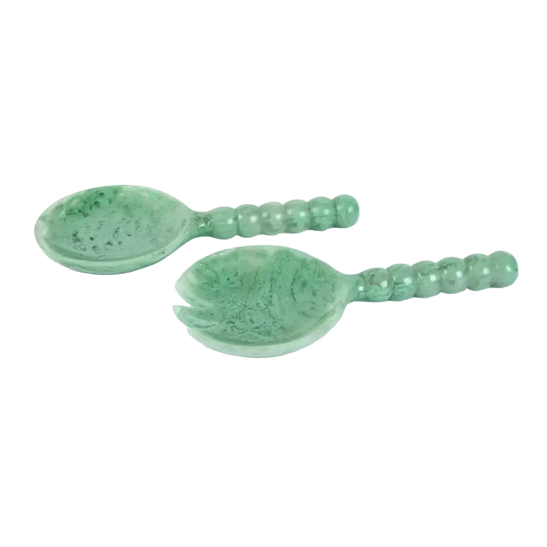 Resin Salad Server, Green Set of 2 4.10x8.75 Inches - Casa Amarosa