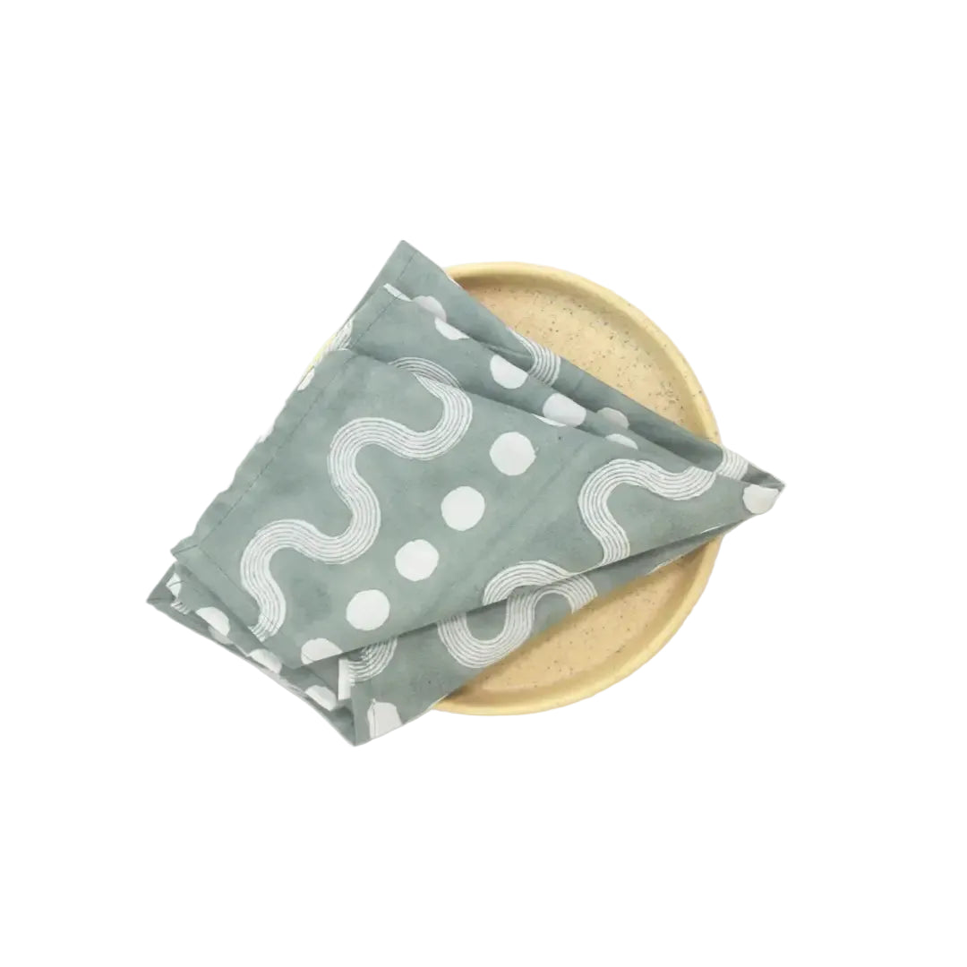 Sustainable Table Napkin (Set of 4)- Grey and White