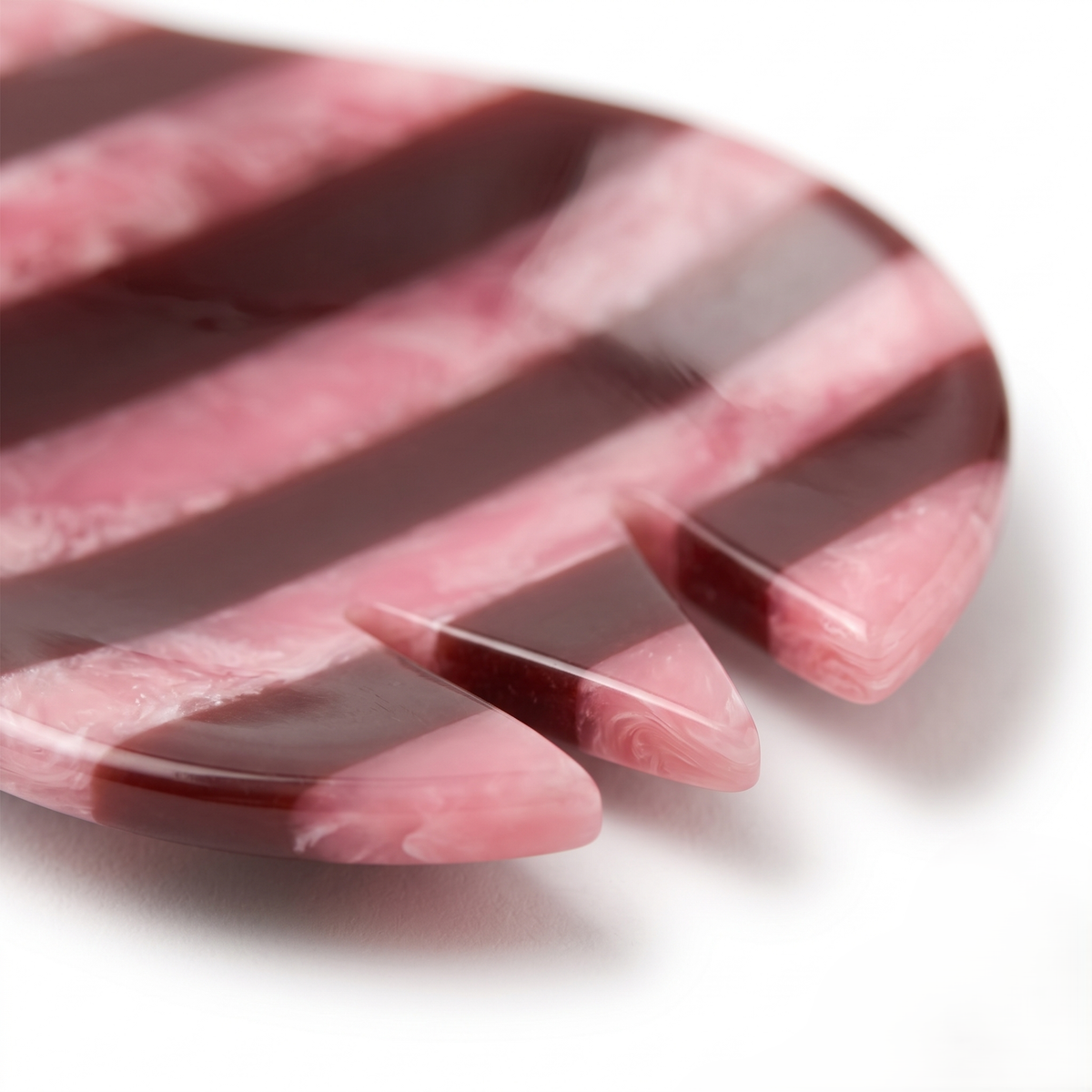 Maroon Striped Salad Server Set | Hand-poured Resin | 9 Inch