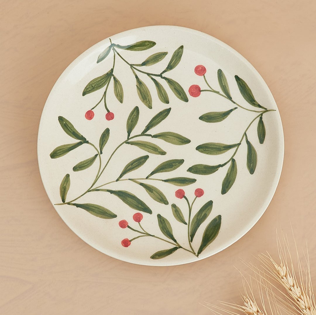 Holly Leaf plate,Green 7x1 Inches (Set of 4)