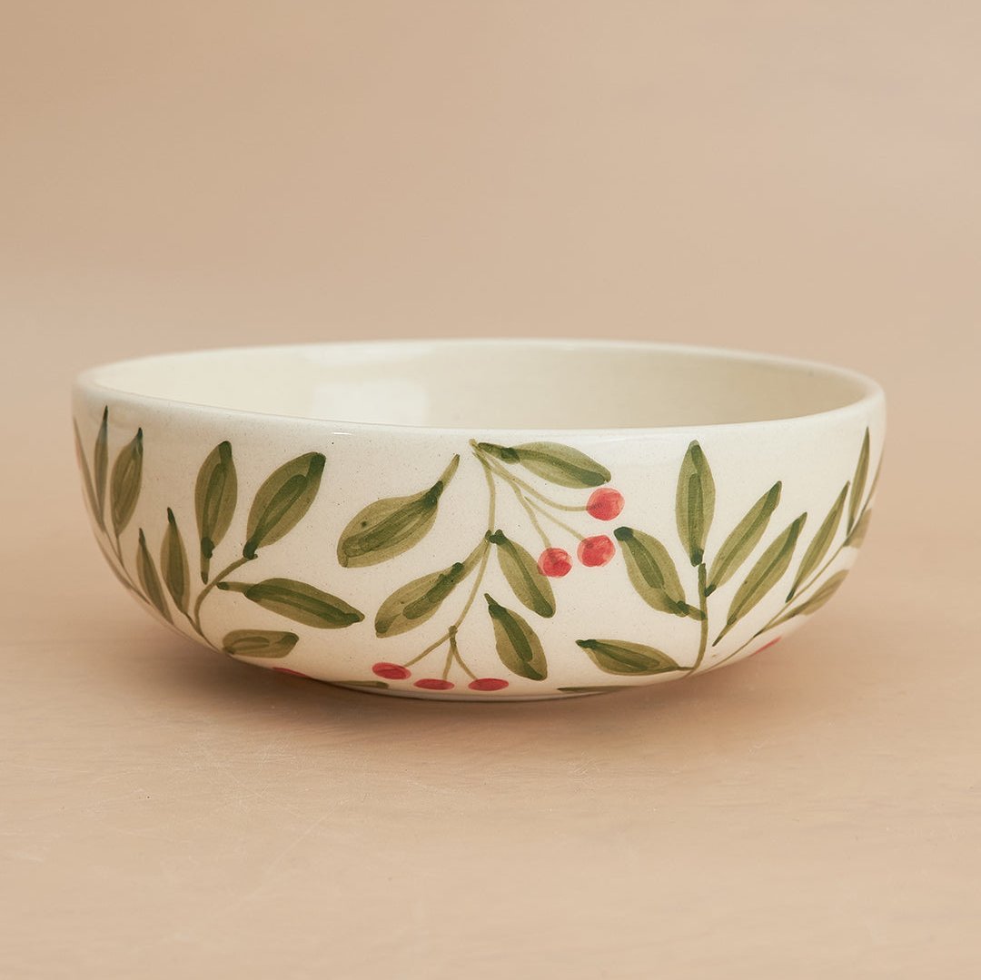 Holly Leaf Bowl, Green 2.5x7 Inches (Set of 4)