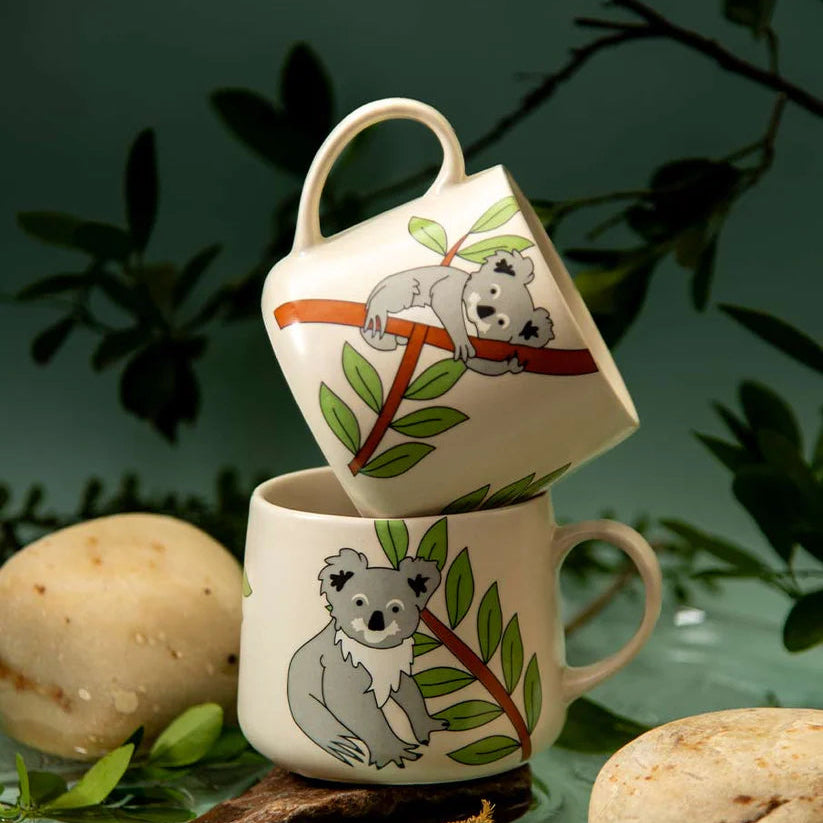 Ceramic Coffee Mug with Koala Print - 3.5 x 3 Inches