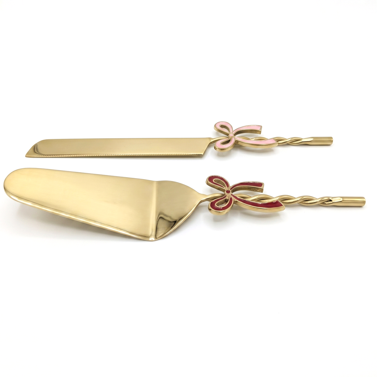 Red & Pink Bow Cake Knife | PVD Stainless Steel | Set Of 2