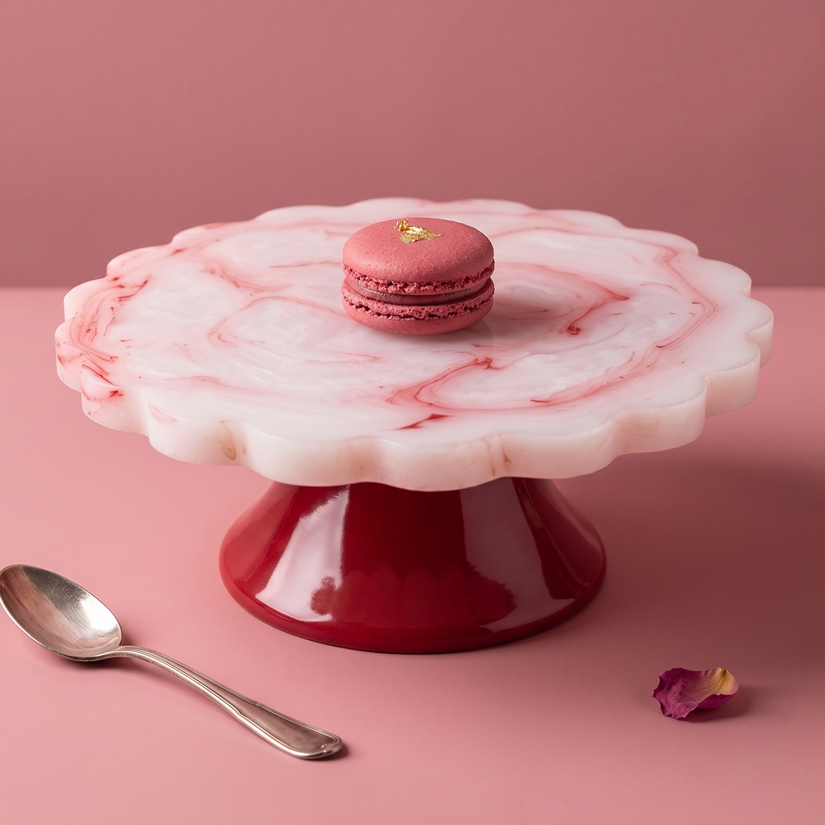 Pink Scalloped Pastry Stand | Hand-poured Resin | 7 Inch