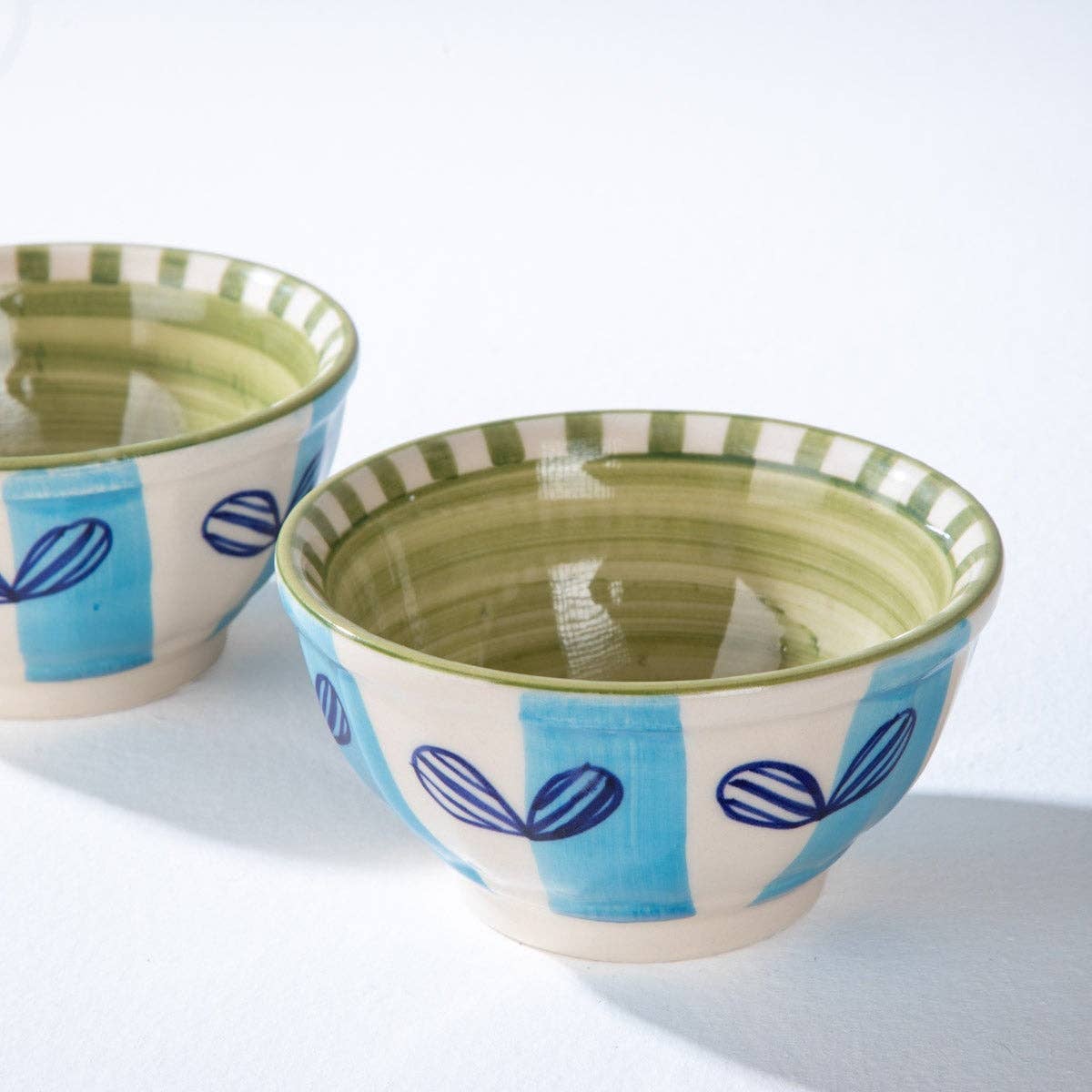 Blue Green Snack Bowl Set Of 2 | Ceramic | 5x5x2 In