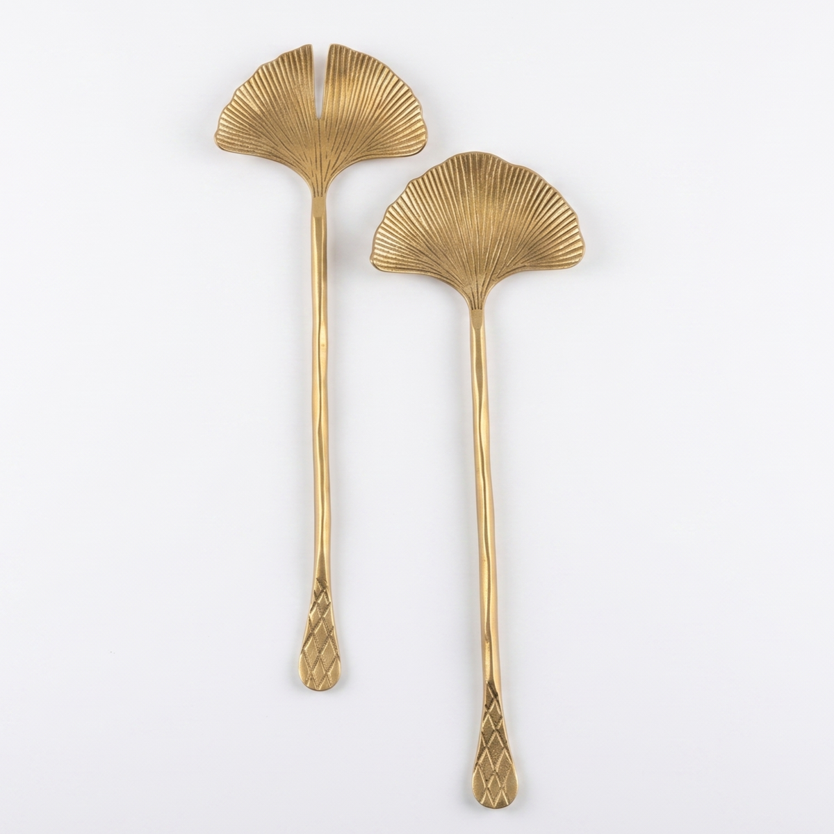 Shell Salad Server | Brass Finish Stainless Steel | 10 Inch - Casa Amarosa