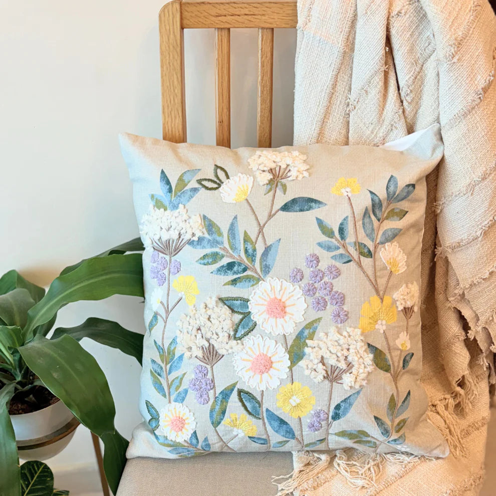 Cannes Mustard Floral Cushion Cover - 18 x 18 Inches