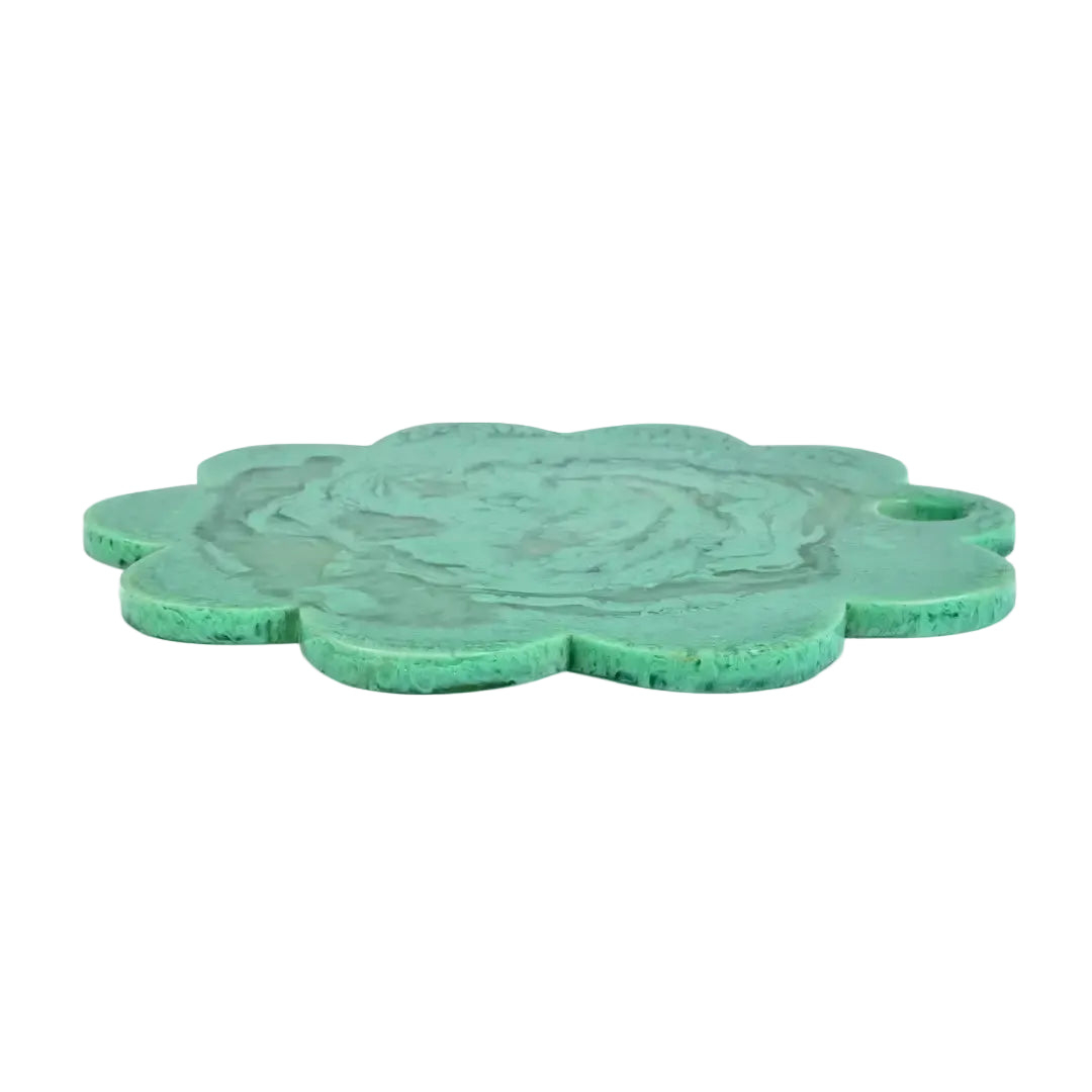 Scallop Resin Cheese Charcuterie Board, Green - 12 Inches