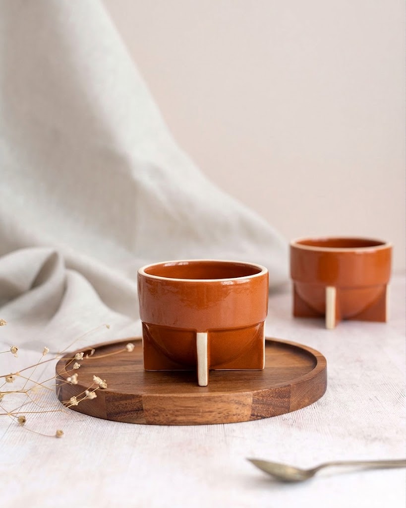 Tan Pod Cappuccino Cup | Handcrafted Ceramic | Set of 2