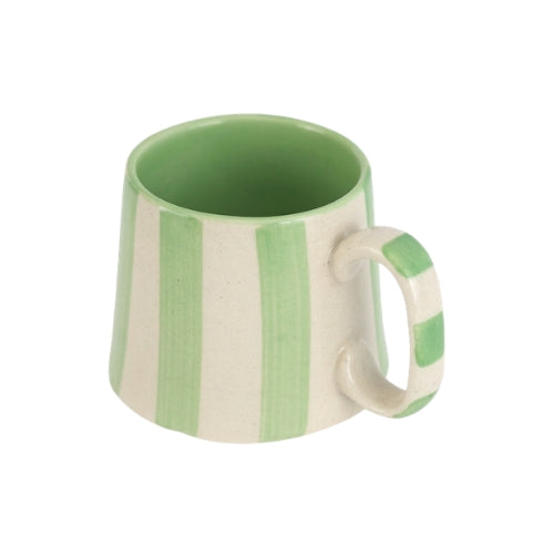 Ceramic Green Stripe Coffee cup- 220ml (SET OF 4)