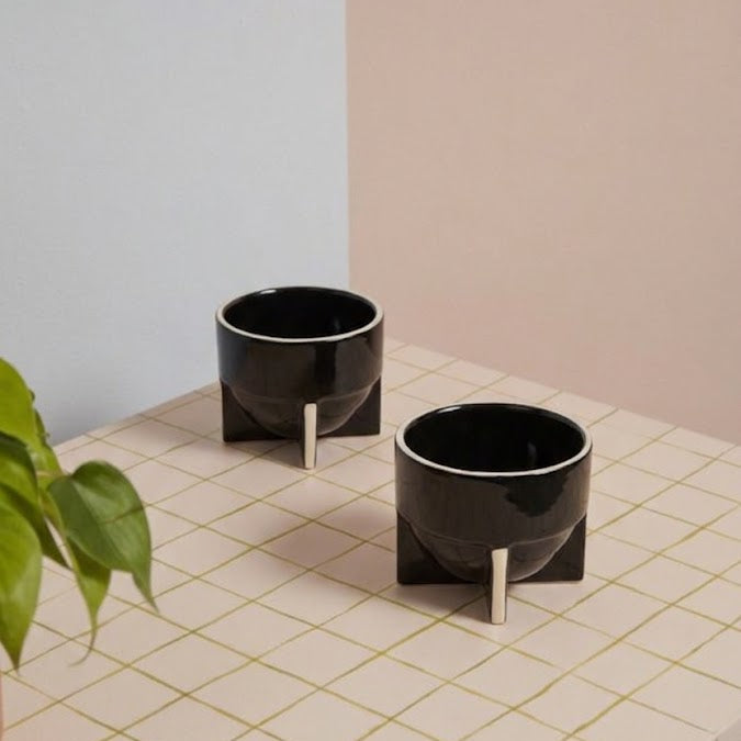 Black Pod Cappuccino Cup | Handcrafted Ceramic | Set of 2