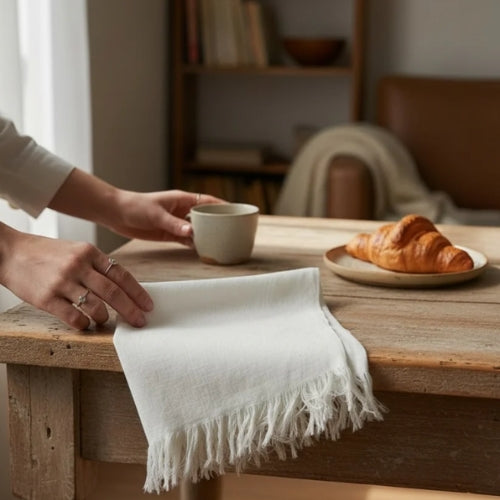 Handloom Cotton Nibble Napkin - 20x22 Inches (Set of 4)