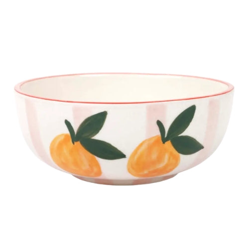Orange Striped Ceramic Snack Plate , 7x7 Inches (Set of 2)